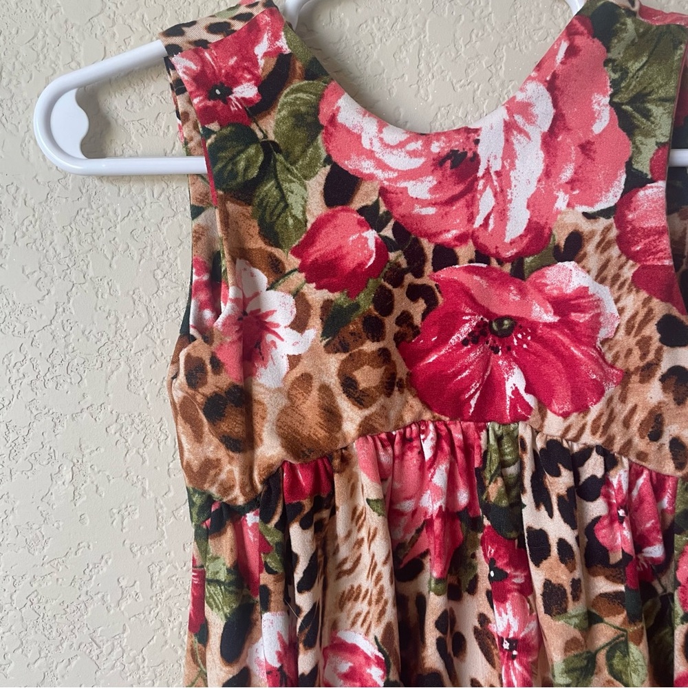 Floral Leopard Print Kids Small Shop Romper, Size 3T - Picture 4 of 6